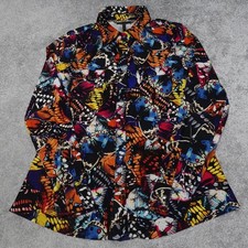 BCBG MaxAzria Shirt Women's Medium Printed Button Down Long Sleeve Vibrant