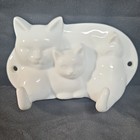 Avon White Glossy Ceramic Cat Wall-Mounted Coat Hook Rack, 2 Hooks — photo 1