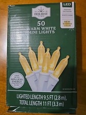 Clear Mini Light String 50 Count LED Warm White Wire Christmas Wedding 9.5'