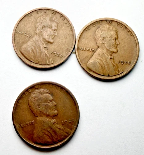 1920-P Lincoln Wheat 1c Trio ~ Fine / VF? ~ 1 Set of 3 Coins! ~ Bargain! ~C40