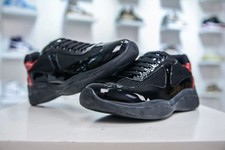 Men's Prada America's Cup Sneakers 4E3400 Black Red Patent Mesh Low Top Shoes