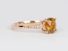 2Ct Oval Cut Simulated Citrine Solitaire Wedding Band Ring 14K Rose Gold Plated