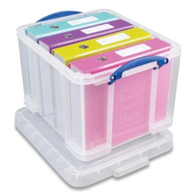Really Useful Boxes 32CPK3CB Snap-lid Storage Bin 8.45 Gal Clear/Blue