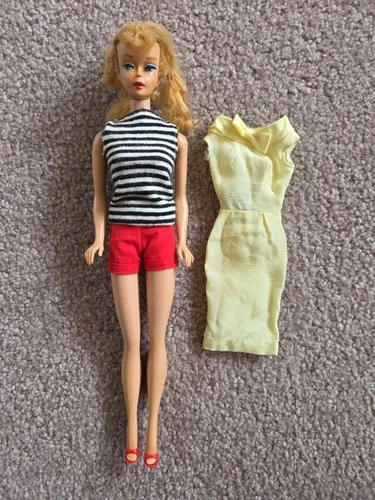 Vintage Mohair Ponytail Barbie Doll Blonde Number 5 Japan 1962 Original Clothes
