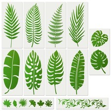 11Pieces Large Leaf Stencil 12"x6", Palm Fern Stencils for white clear