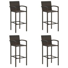 Bar Stool | Set of 4 | Brown | PE rattan, powder-coated steel | Medium