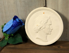 Bas Relief Ancien en Plâtre Medaillion Plaque Murale Beethoven Visage 19ème