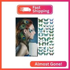 Glitter Butterfly Temporary Tattoos Sticker for Women Girls Eye Face Makeup Deco