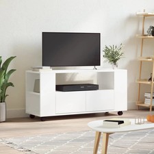 Modern Wooden 40 Inch TV Tele Stand Unit Cabinet With Storage & Wheels Wood