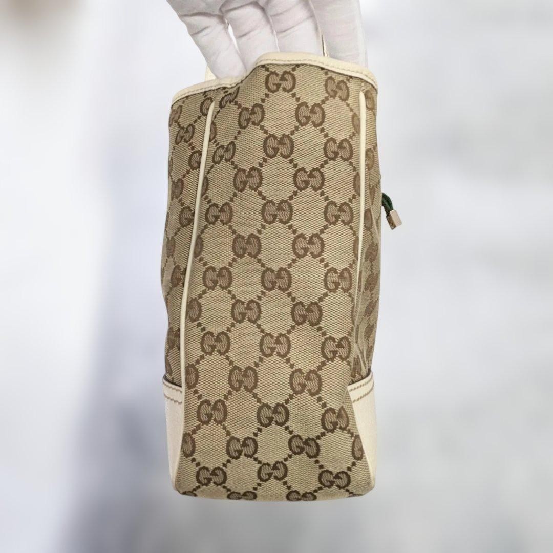 GUCCI GG Canvas Sherry Brown 2WAY Tote Bag Leather Trim Authentic thumbnail 4