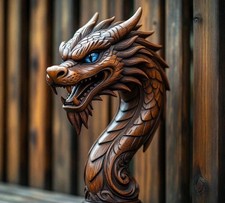 Wooden walking stick hand carved Dragon handmade wooden walking cane
