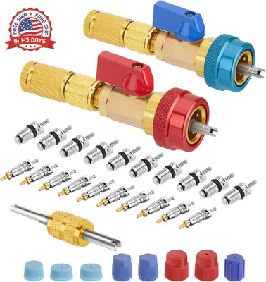 #ad R134A Valve Core Quick Remover Installer Tool Set 31PCS AC High Low Pressure V $38.81