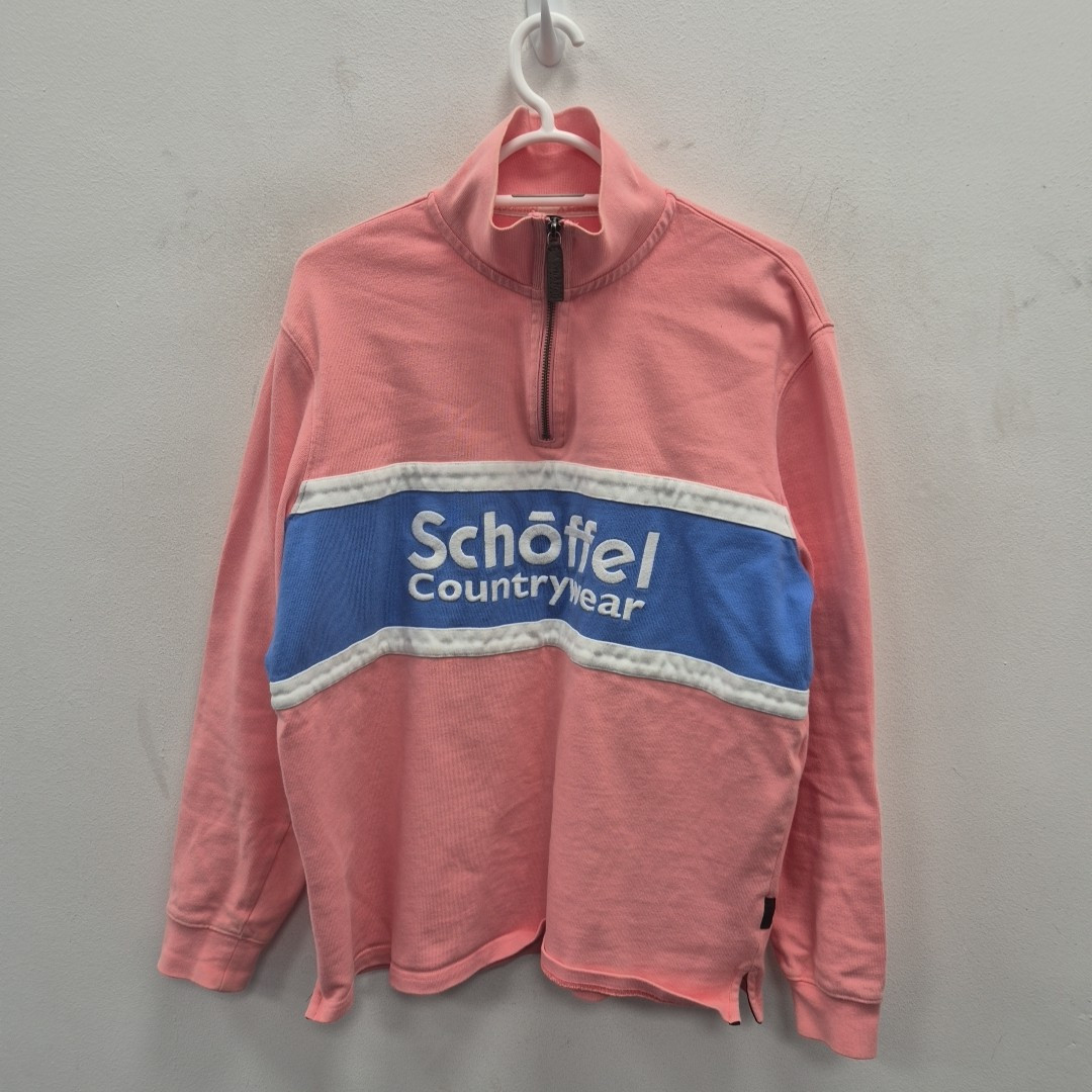 Schoffel Countrywear Pink 1/4 Zip Neck Sweatshirt Pullover Country Jumper Medium