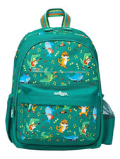 Smiggle Mini Green Kids Backpack Animal/Music Print Polyester Zip Outer Pockets