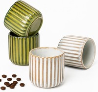 Kaffeebecher 4Er Set 180Ml Ohne Henkel Steingut Dickwandig FüR Latte Art