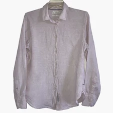 J CREW BAIRD McNUTT S Irish 100% Linen Slim Fit Long Sleeve Button Blouse Pink