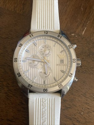 Emporio Armani Watch  AR5929 Mens Silver 43mm Chronograph White Band