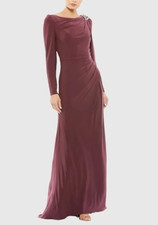 NwT Leena MAC DUGGLE Jersey Mauve Bateau Wedding Maxi DRESS Trumpet Gown sz 6