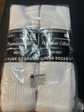 6 Pairs Men's White Tube Socks Mid Calf Sport Premium Cotton Socks Size 10-15