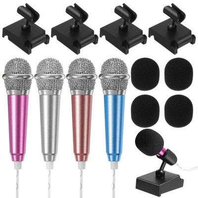 4 Sets Minimikrophon Mini-mikrofone Mikrofonständer Podcast-Mikrofonständer