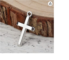 1" Small CROSS FAITH PROTECT Pendant on 925 Plated Sterling Silver 24" Necklace