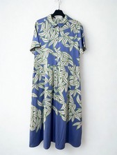 White Stuff Rua Leaf Print Blue Green Midi Jersey Shirt Dress RRP £65 UK 8-20