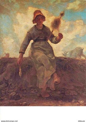 Postkarte - Kunst - Malerei - Jean-François Millet - La Fileuse Chevrière auv