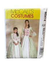 McCall's M5414 Sewing Pattern Misses XS-LG Girls 7-14 Green Historical Costume