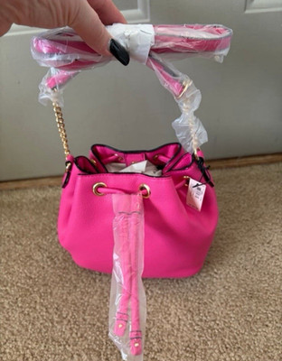 Victoria's Secret Mini Bucket Bag Crossbody Hot Pink Metallic