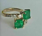 Art Deco Antique 2.30 Ct Natural Emerald Vintage Wedding Ring 14K Yellow Gold FN
