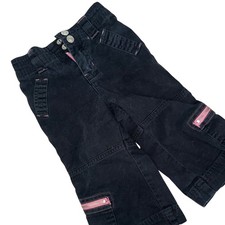 ⁠Vintage Sprockets 18M Black Pink Utility Cargo Jeans Pants Y2K
