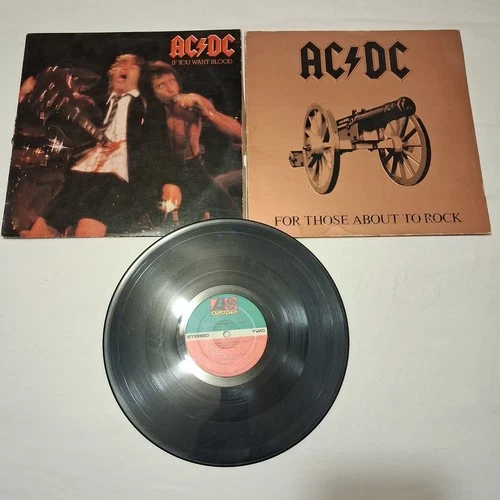 Vintage AC/DC Vinyl Record Lot Of 3 Dirty Deeds About To Rock If You Want Blood