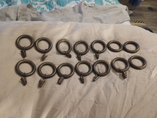 Vtg/ Antique Solid Brass Curtain Rings Set of 14, 2-inch With 11 Clamps