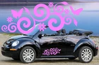 2 X Spiral Butterfly & Flower Car Sticker,Window Sticker,Pink Butterfly,Daisy