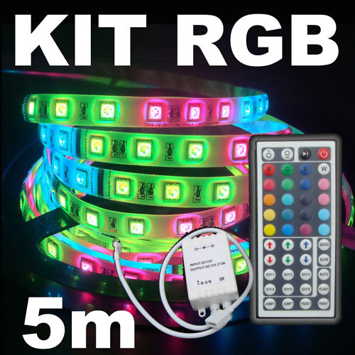 Ruban LED RGB 5m 150LED multicolore avec prise secteur pour chambre et salon