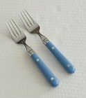 Wesley Stainless Korea Carnival Sky Blue 2 Salad Forks Plastic Handle