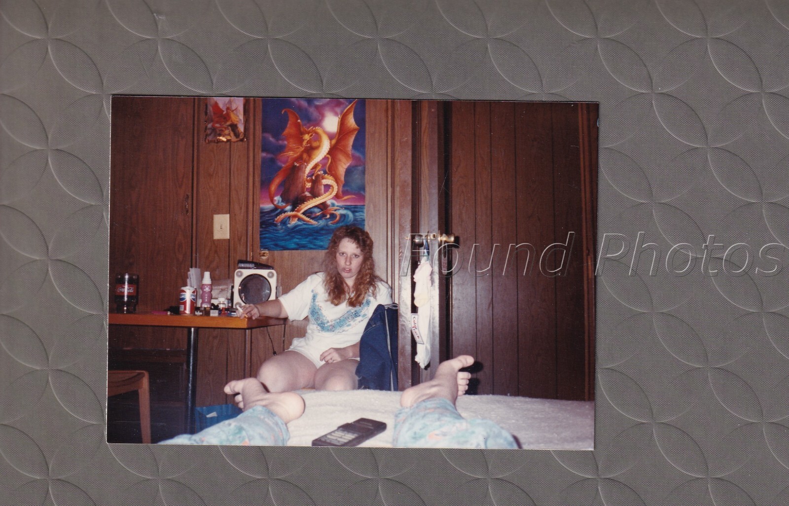 Found COLOR Photograph Original Woman Smoking looking at feet C2020 eBay