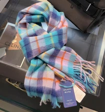 100% wool long scarf 188 * 32cm checkered tassel warm scarf