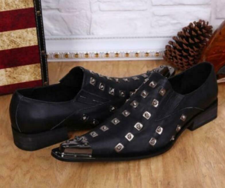 SAOLA Scarpe uomo formali inglesi rivetto pelle eleganti metallo punta oversize casual