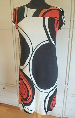  Mango, wow Kleid im Sixties-Look,Courrèges-Look,Offwhite Black Orange, S 