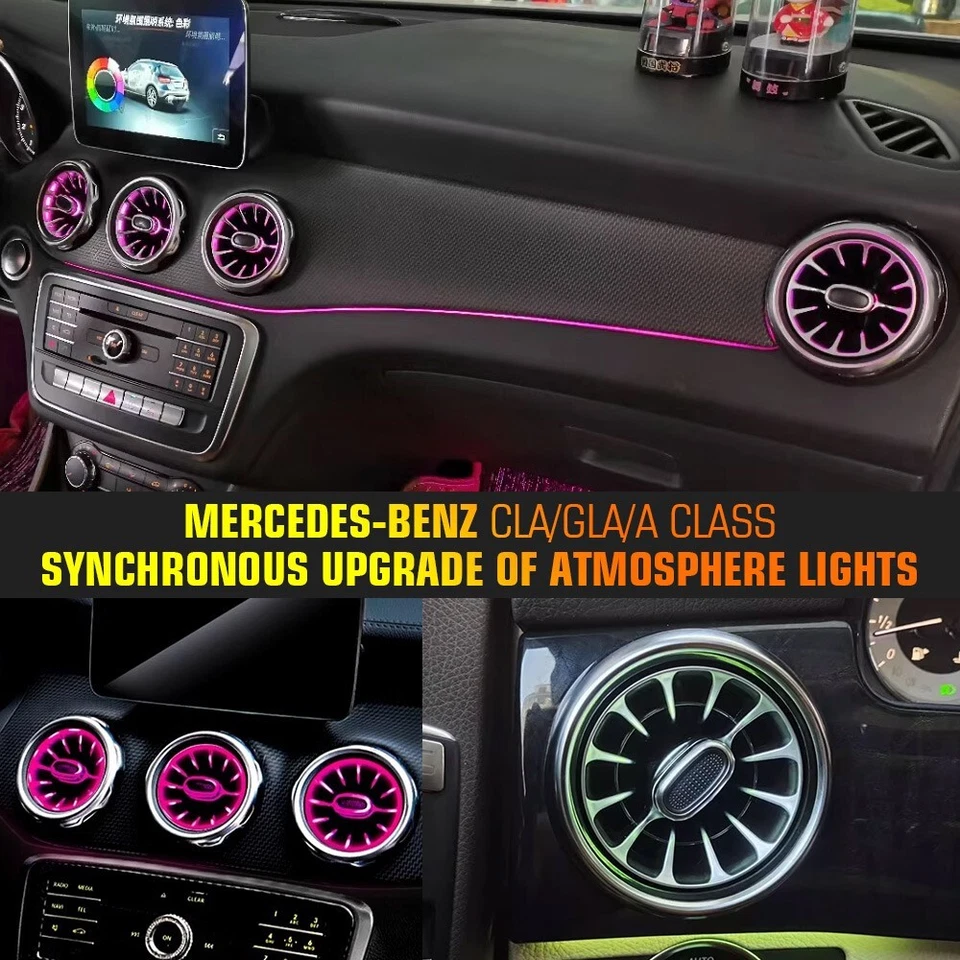 Luz ambiental LED de ventilación de aire para Mercedes Benz W117 CLA180 CLA200 CLA250 CLA45 5 piezas Foto 3 de 4