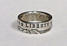 .999 SILVER  ROUND COIN RING sizes 4 -12