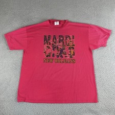Vtg Mardi Gras Shirt Mens XL Pink Party New Orleans Short Sleeve Tee Made in USA
