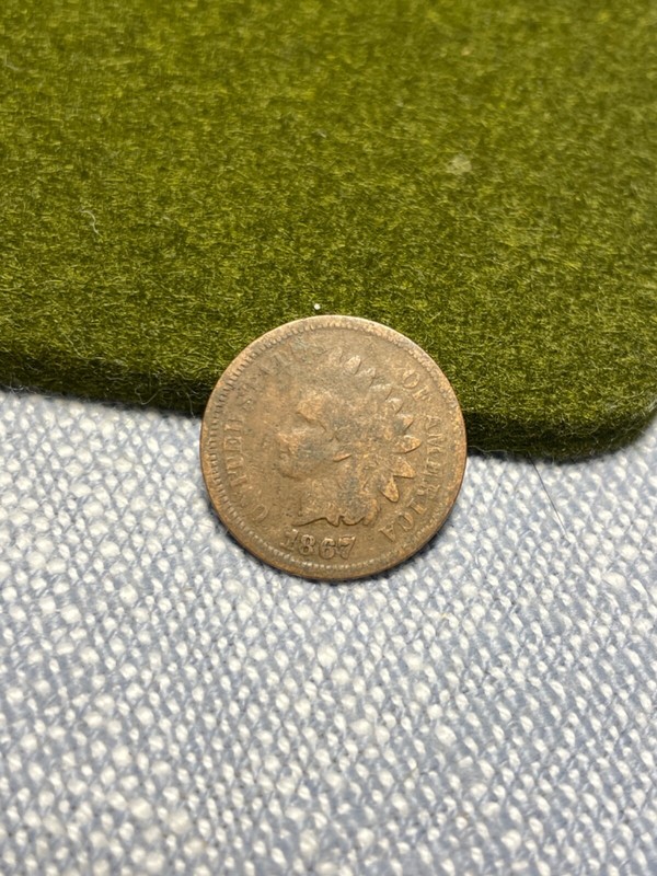 (#101265) Indian Head Cent:  1867/67.  Good.  Rare variety