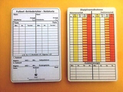 20/50/100/200 Spielnotizkarten von b+d Schiedsrichter Fußball nach DFB-net *Neu*