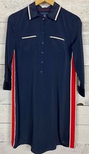 Tommy Hilfiger Shirt Dress Medium Pockets button 3/4 sleeve belted Lightweight