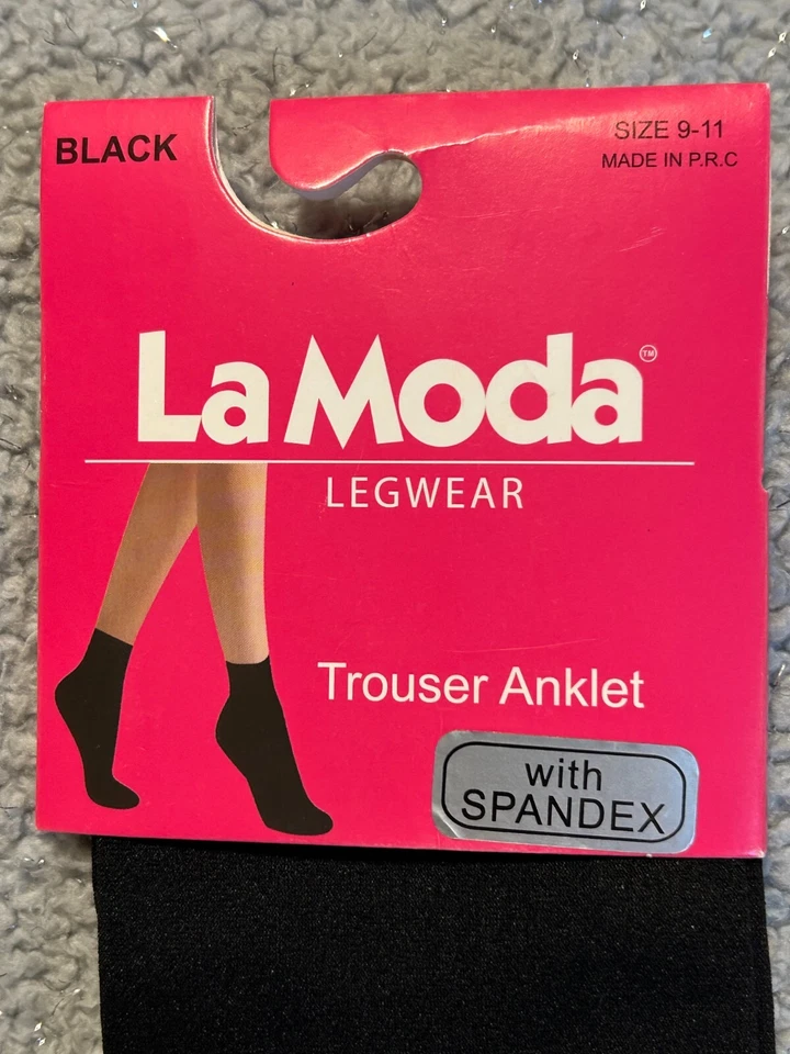 La Moda Legwear брюки лодыжки носки со спандексом женщин размер 9-11 черный - Изображение 2 из 4