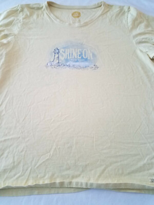 Life Is Good  SHNE ON  Short Sleeve T-Shirt Size XXL 2XL Yellow LIGHTHOUSE
