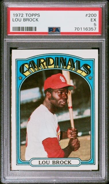 1972 TOPPS LOU BROCK #200 PSA 5 EX HOF