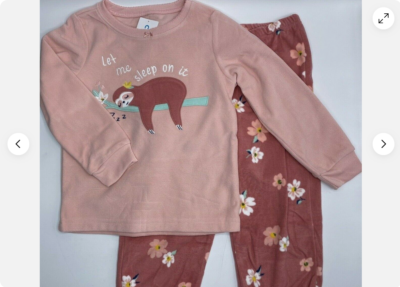 Carters GIRLS 3-Piece Sleep Set Sloth Long Sleeve Pajamas Flowers